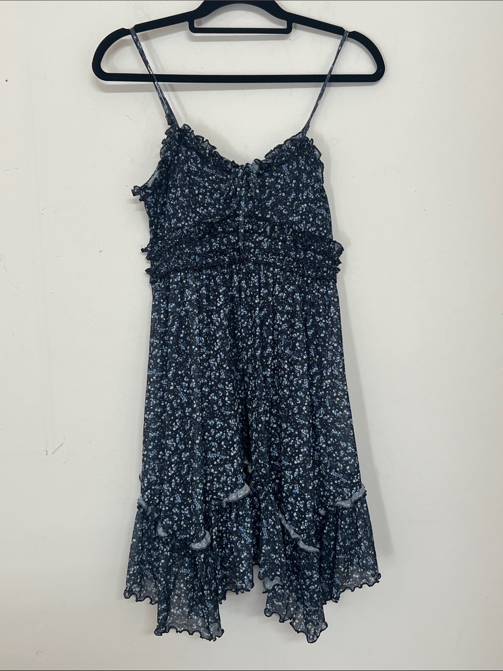 🌞 Arizona Jean Company Navy & Light Blue Floral mini Babydoll dress women size M